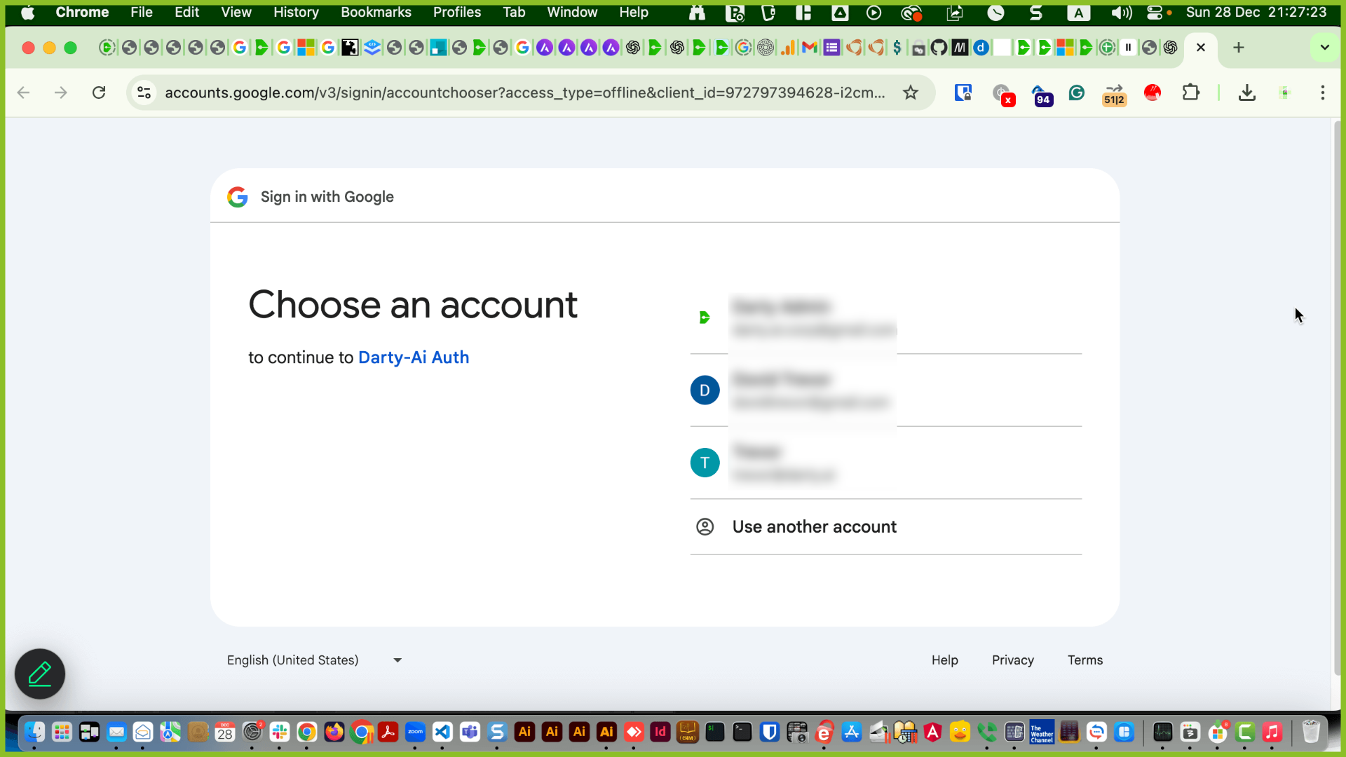 Google account chooser showing available accounts